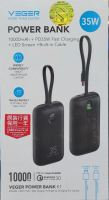 VEGER - 35W行動電源10000mah+PD35W快充+LED螢幕+內建線 W1188