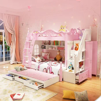 bed Children's Girl Princess Bunk Bunk High And Low Adult Child Mother Bunk Multi-Functional