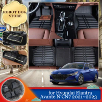 Car Leather Floor Mat for Hyundai Elantra Avante N CN7 i30 Sedan 2021~2023 Foot Waterproof Liner Carpet Pad Custom Accessories