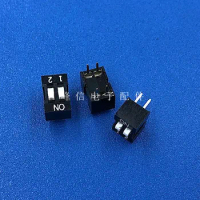 5Pcs Taiwan black in-line switch 2P2 two-bit dial code switch flat dial switch coding flat dial key 2.54mm