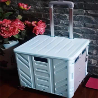 Express Folding Shopping Carts Folding Home Use Grocery Shopping Cart Multifunctional Foldable Rolling Crate Shoppings Trolley