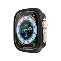 軍盾防撞 抗衝擊 Apple Watch Ultra 2/Ultra (49mm) 鋁合金雙料邊框保護殼(暗夜黑)