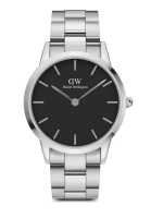 Daniel Wellington Iconic Link Black Dial 40mm Men's Stainless Steel Watch with Link Strap - Sliver - 男士手錶 男錶 Watch for men - 丹尼爾惠靈頓DW OFFICIAL