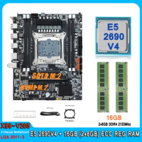 X99 Motherboard kit with Intel Xeon E5 2690 V4 CPU DDR4 16GB (2*8GB) 2133MHz Four Channel RAM Set E5 2690V4 Computer Motherboard