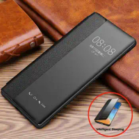 Genuine Leather Case For Huawei P40 Pro Case Wakeup Cover Window View Intelligent Etui Coque For Huawei P40 P40Pro Case Capa