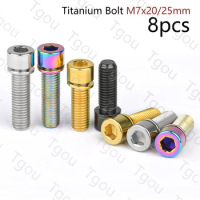 Tgou Titanium Bolt M7x20 25mm Hex Head with Washers Screws for Bicycle Stem Fixed Handlebar 8pcs