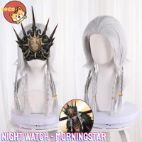 CoCos Game Identity V Morningstar Night Watch Cosplay Wig Game Cos 40cm Long Slive and Gray Mixed Heat Resistant Head