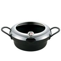 日本天婦羅炸鍋家用 煤氣通用 附溫度計 易潔防黏 輕便易收納- 帶溫度計油炸鍋    24cm 均碼