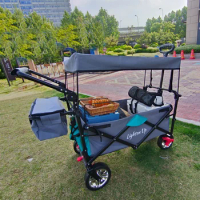 Wheel Outdoor 카트접이식 Multifunctional Foldable Camping Cart 웨건 Four-wheel Shopping Cart Gardening Handling Trolley Folding 캠핑웨건
