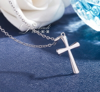 免費刻字S925純銀十字架項鏈男女吊墜鎖骨鏈基督教情侶脖子首飾品