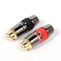 HIFI Gold Plated Copper Monster RCA Female Plug Lotus Solder Plug Audio Amplifer Extension RCA Cable Connector