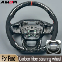 Customized Forged Carbon Fiber Steering Wheel for Ford Ranger Raptor F150 Interior Accessories