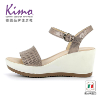 預購 Kimo 義大利製造圖騰簍空楔型涼鞋(貴氣金50841072106)
