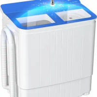 Portable Washer and Dryer, 17.6LBS Small Washing Machine and Spin Dryer Combo, Compact Mini Twin Tub Washing Machine