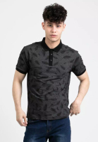 FOREST Forest Slim Fit Full Print Polo T Shirt Men Collar Tee | Baju T Shirt Lelaki - 23885-01Black