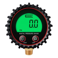Dial Size Digital Air Pressure Gauge with 1/4'' NPT Bottom Connector &amp; Protective Boot 0-255psi Accuracy 1% Digital Tyre