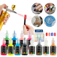 12 Colors 29ML Nail Airbrush Inks for Spray Gun Nail Art Nail Painting Pigment Inks Airbrush Kit Color Nail Tools Manicure Gel