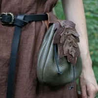 Vintage Belt Waist Bag Leather Belt Bag Medieval Nordic Embossed Bag