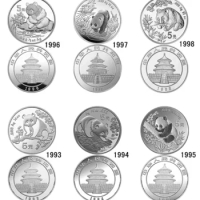 1993-1998 China 1/2oz Ag.999 Panda Silver Coins