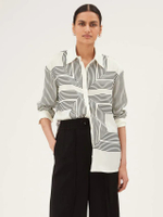 เสื้อเชิ้ต Striped Collared Longline รุ่น T4351130Y8M2