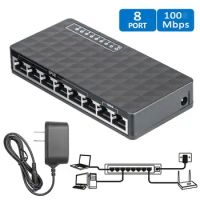 10/100 Mbps 8 Port Desktop Fast Ethernet LAN RJ45 Network Switch Hub Adapter Router for for PS 3