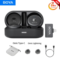 BOYA Omic D/U Wireless Lavalier Microphone for iPhone Android PC Smartphone DSLR Cameras Wireless Lapel Mic for Gaming Streaming