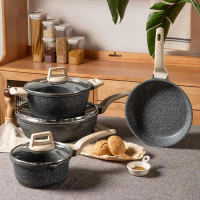 7 Pcs Carote Set Peralatan Masak Anti Lengket Kuali Batu Granit Pasti Ori