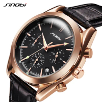 SINOBI Fashion Date Quartz Men Watches Top Brand Luxury Male Clock Chronograph Casual Sport Man Wristwatches