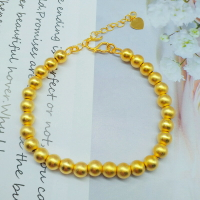 越南沙金磨砂轉運珠手鏈鍍金久不掉色圓珠時尚女士手環仿黃金飾品