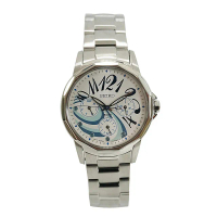 【SEIKO 精工】SEIKO經典白面銀錶帶流線數字設計三眼腕錶(白x銀)
