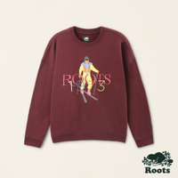 Roots女裝- 戶外探險家系列 滑雪刷毛圓領上衣-酒紅色
