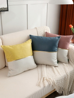 美式科技布抱枕沙發靠墊客廳輕奢北歐現代靠枕拼接橙色飄窗抱枕套