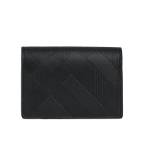 【BURBERRY 巴寶莉】經典格紋浮雕小牛皮二折名片夾/卡片夾(黑色)