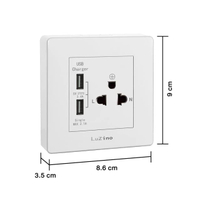ชุดเต้ารับ 2P+E พร้อม USB 3.4A 2 ช่อง รุ่น Square WH E15-C28E24 สีขาว