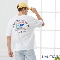 Nautica 男裝 夏威夷刺繡環保短袖T恤-白