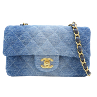 【二手名牌BRAND OFF】CHANEL 香奈兒【再降價】藍色 丹寧 菱格紋 CoCo20 鍊帶 肩背包 金扣