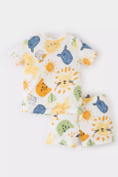 DeFacto Baby Boy Pajamas Set Patterned Short Sleeve Combed Cotton Top Shorts E1177A525Sm