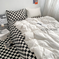 「COZY HOME」床包 單人床包 雙人床包 美棉材質 ins風棋盤格混搭 素色床包四件套 床單 被套 男生床包組