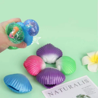 Creative Fun Mermaid Shell Squishy Toys Novelty Decompression Fidgets Toy Stress Relief Squeeze Toy for Adult Teenager Children