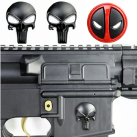 35*25mm 3D Punisher Skull Deadpool Metal Decal Sticker for AR15 AK47 M4 M16 Glock Airsoft Rifle Pistol Gun Hunting Accessories