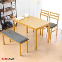  【RICHOME】奈良和風餐桌椅組(一桌兩椅一長凳)