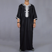 M2020 Pakaian Kaum Islam Jubah Panjang Arab Baru Jubah Panjang Islam Lelaki Sulaman Hitam Lengan Panjang