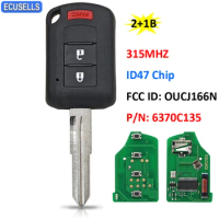 Ecusells 2+1/3B Remote Head Car Key 315MHz ID47 Chip for Mitsubishi Eclipse Cross 2018 2019 2020 FCC ID: OUCJ166N P/N: 6370C135