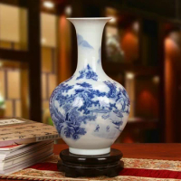 Jingdezhen Ceramics vase Classical Landscapes Blue And White Porcelain Vases Modern Chinese Household Decorations handmade vase
