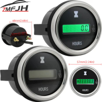 52mm Electronic Hour Meter Green LED Digital Hours Gauge Counter Universal for Motorcycle Car Marine Boats ATV 12V 24V