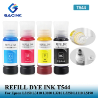 70ml/130ml T544 544 Refill Dye Ink For Epson Eco Tank L3150 L3110 L3100 L3210 L3250 L1110 L5190 Desktop Dye Ink