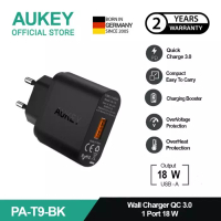 Aukey Aukey Charger Port USB A QUICK CHARGE 3.0 18W Fast Charging PA-T9-BK