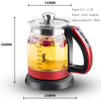Portable Water Kettle Health Glass Kettle 1.2L Tea Maker Electric Teapot Insulation Electric Water Cooker Water Boiling Pot 220v