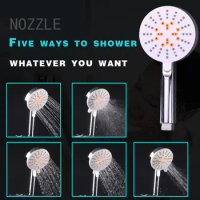 5 Modes Rain Shower Head Square Water Saving Showerhead 3 Modes Handheld Bath Spray High Pressure Nozzle ABS Plating With Switch