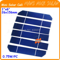 300pcs 0.75W 26x156mm 1"x6" 2BB highest efficiency A grade small Monocrystalline Solar Cell for DIY FREE SHIPPING